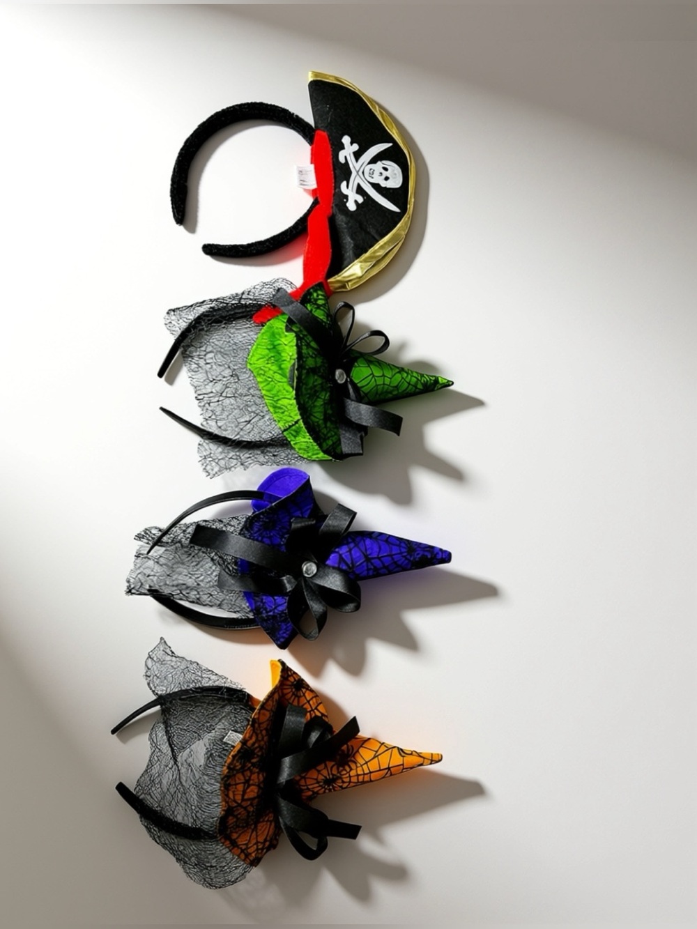 Kids Halloween Headband Set - Black Pirate and Colorful Witch Hats